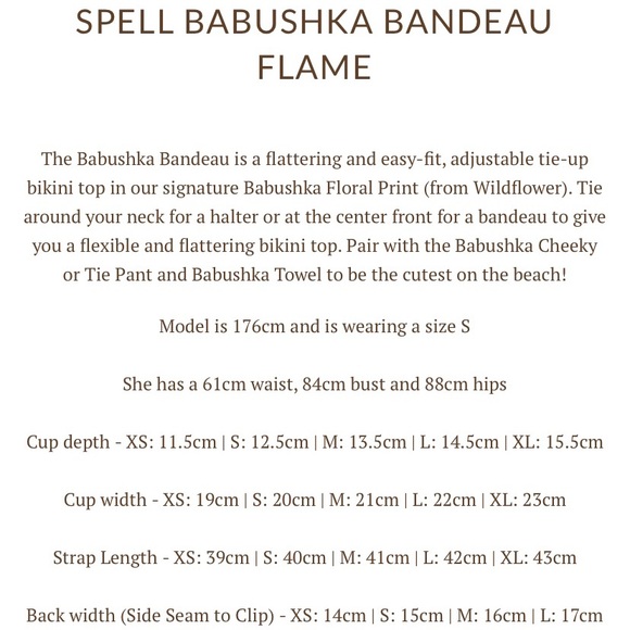 SPELL Babushka Bandeau Bikini Top Bottom Flame XS - Picture 6 of 6